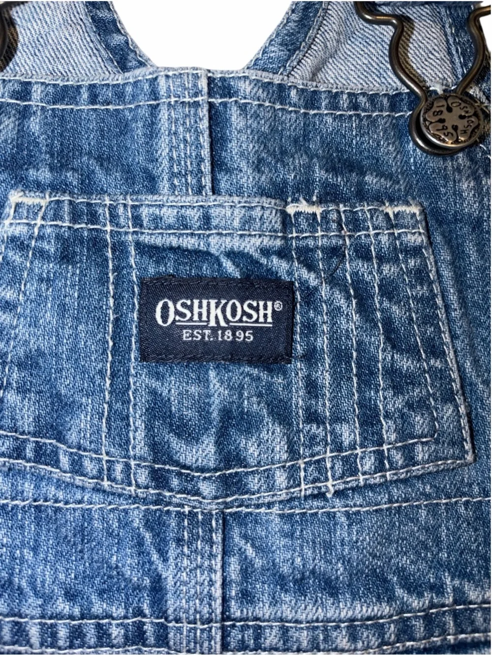 Vintage OshKosh B’gosh Denim Shortalls Overalls 3-6M Baby Carpenter 90s 8428005